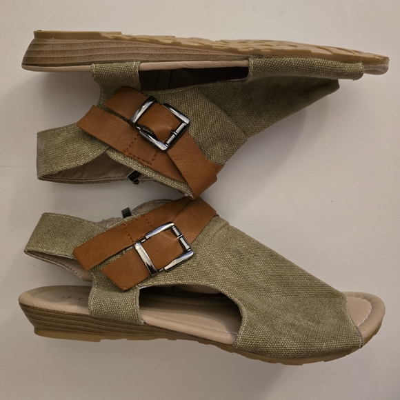 JUTI Tan Brown Sandals Ankle Shoes with Side Zipper Festival Fun Summer Size 7.5 - Picture 12 of 15